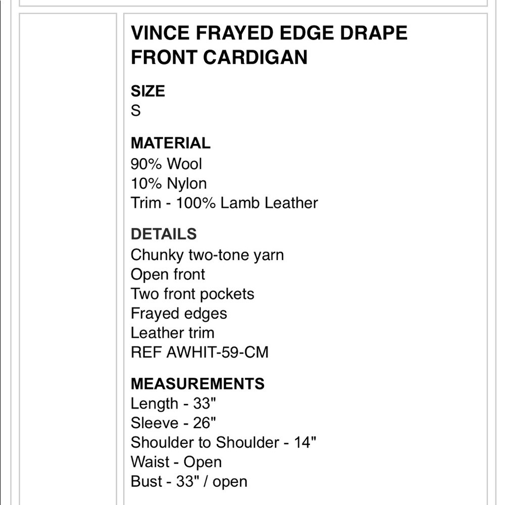 Vince Fringe Cardigan, NWOT! - Picture 6 of 8